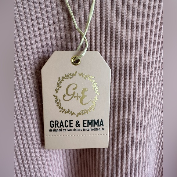 NWT Grace + Emma Mauve/Light Pink Mesh Sleeve Ribbed Top Long Sleeve Medium - Picture 4 of 9